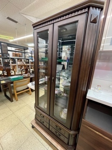 アンティーク家具 コレクションケース ガラスキャビネット オシャレ レトロ