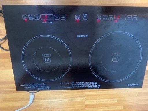 IH調理器 2口 1400W タッチ式 ガラストップ