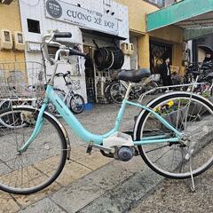 ??　電動自転車　パナソニック　２６インチ　バッテリー　充電器　カギ　付き　青　配達可能