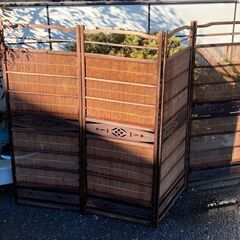 レア　古い簾屏風 　衝立　４連結　古民家 　アンティーク