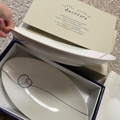 新品　中皿　セット　赤青の画像