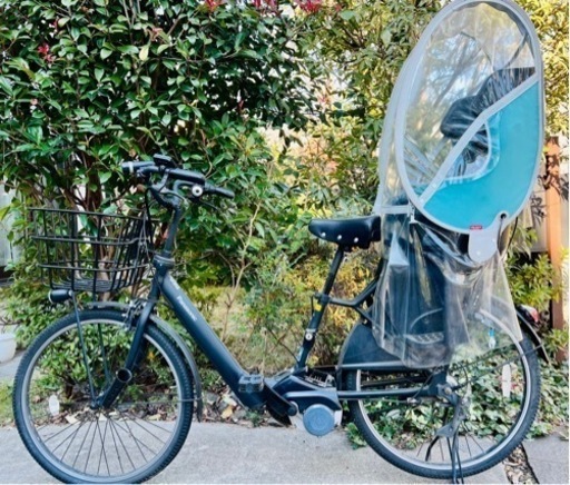 【3点セット】パナソニック電動自転車➕純正チャイルドシート➕リトルキディーズチャイルドシートレインカバー