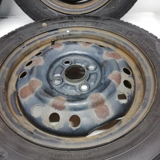 ＜希少！ スタッドレスタイヤ & ホイール 4本＞ 165/65R14 グッドイヤー 2017年製 70〜80%   14x4.5J トヨタ製 4H -100