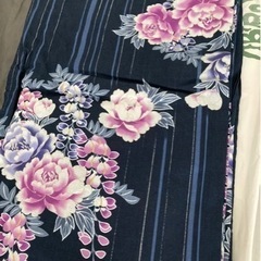 浴衣　ネイビー　花柄