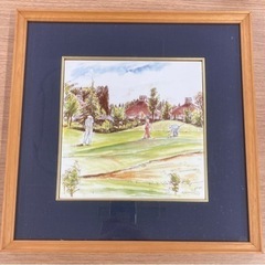 決まりました！美品！【タイル絵②】ゴルフ風景・中サイズの画像