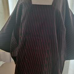 道行コート　雨コート　ロング　和装着物　赤黒