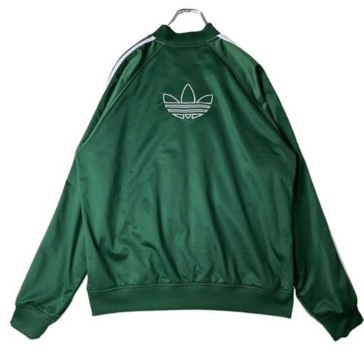 adidasトラックジャケット グリーン 刺繍バックトレフォイル L~