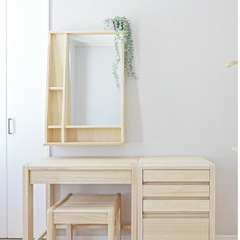 新品未使用】天然桐材ドレッサー ①桐クロスボックスミラー 木の家具 鏡