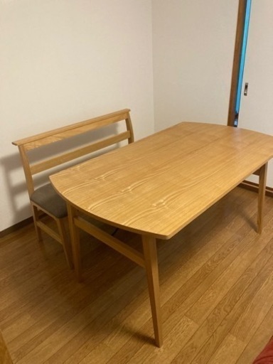 美品　UNICO ウニコ　天然アッシュ材　ダイニングテーブル&ベンチチェアセット