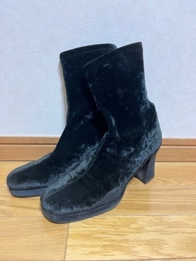 【美品】銀座かねまつ　ストレッチブーツ24.5cm ベロア