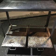 【値下げ】ステンレス作業台　可動式天板