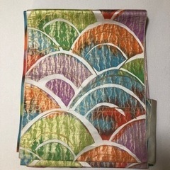 名古屋帯　青海波　カラフル