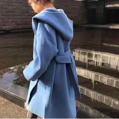 Mila Owen ベルト付接結フードガウンコート ブルーの画像