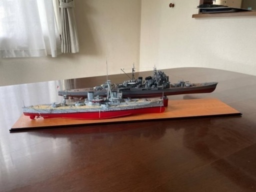 日本海軍　重巡洋艦　鳥海　艦船模型　完成品　アクリルケース付き