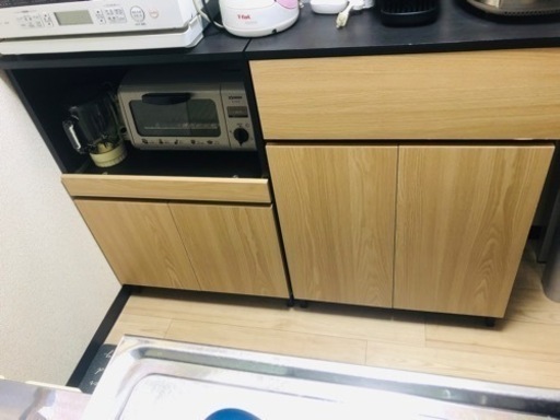 値下げしました！！食器棚 ロータイプ キッチンキャビネット 2セット