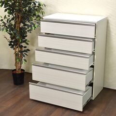 【ヤ取終了3/23】≪yt1052ジ≫ 収納チェスト 5段 ハイグロス 幅80cm サンキコーポレーション CASE II 80HC タンス/引き出し/衣類収納 51217-14の画像
