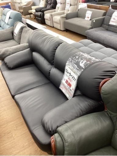 KL-83【新入荷　リサイクル品】3シーターソファ黒