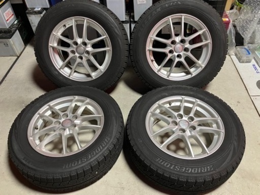195/65R15バリ山スタッドレスタイヤ付きホイール4本　プリウス等　ランクB