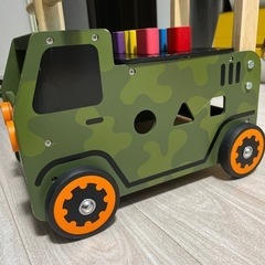 手押し車 赤ちゃん 木のおもちゃ 乗り物 乗用玩具 I'm TOY アイムトイ ウォーカー＆ライド アーミートラック IM-87850の画像