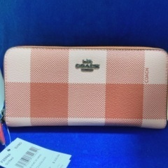 値下げ新品 COACH ピンクブロック F25966ラウンド長財布