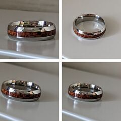 メンズ/木目調ウッドシルバーリング（新品）16号の画像