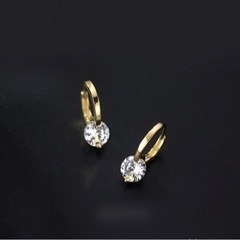 一粒ダイヤ フープピアス ゴールドカラー  新品 