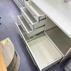 パモウナ キッチンボード 幅120×奥行50×高さ207cm ホワイト系 レンジボード 食器棚 キッチン収納 札幌市手稲区の画像