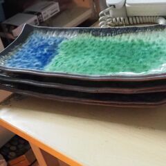 素焼き、長方形、秋刀魚などに、皿、２９ｘ１３の画像