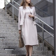 Flolia ノーカラージャケット&コクーンワンピースセットアップ