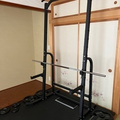 【自宅ですぐトレーニングができます！】ハーフラック＋バーベルプレ...
