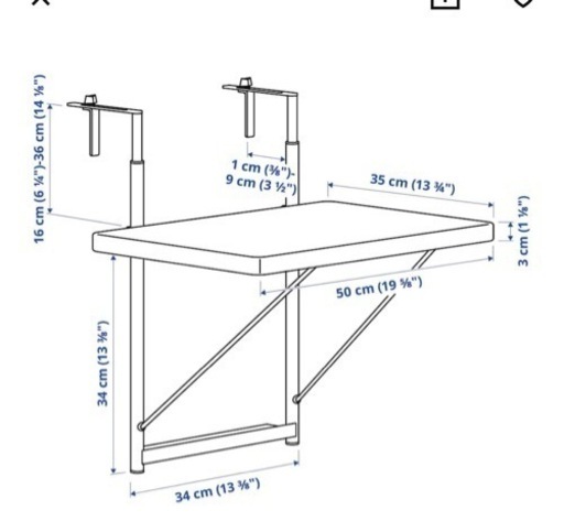 ベランダ用壁付けテーブル