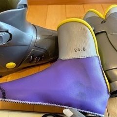 KAZAMA 子供　　スキー板110cm ブーツ24cm ストック90　セット 24cm の画像