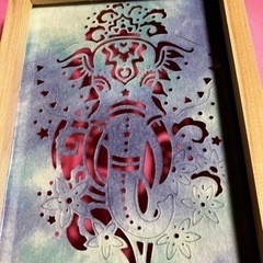 切り絵『ガネーシャ風』写真立て（タの画像