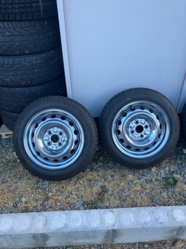 スチールホイール　メッキ塗装　デミオ純正　14インチ　6j+45 4h PCD100 ブリヂストン　VRX2 スタッドレス　155/6