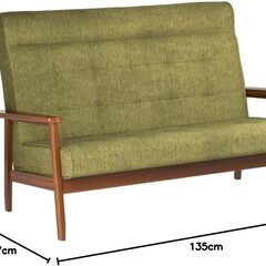 ソファ　2人掛け　幅135cm グリーンの画像