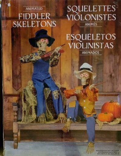 美品【コストコ スケルトン フィドラーズ デュオ/ANIMATED FIDDLER SKELETONS/50437】バイオリン奏でる♪