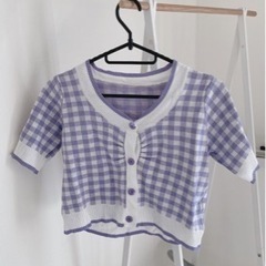 レディース チェック トップス 紫💜