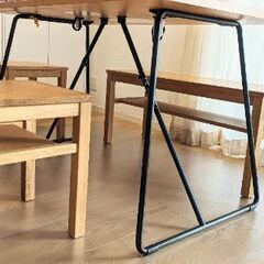 無印良品　オーク材折りたたみテーブル　木製ベンチ　セット