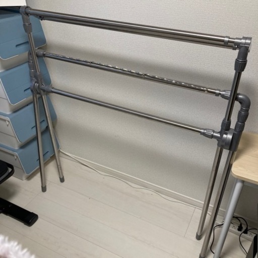 ステンレス 伸縮式多機能布団干し 物干しスタンド ダブルバータイプ 折りたたみ 室内 屋外