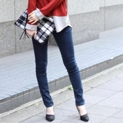 【ほぼ新品】70%OFF 裏起毛 スキニーデニム 着画ありの画像