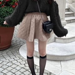 GRL 袖2Wayフェザーシャギーニットトップス ブラックの画像