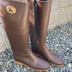 【中古】ダフナ DAFNA ロングレインブーツ　茶　ブラウン