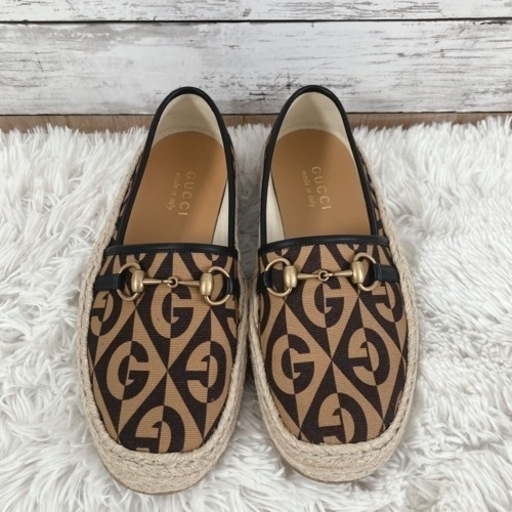GUCCI ホースピッドエスパドリーユ スリッポン US6.5 総柄