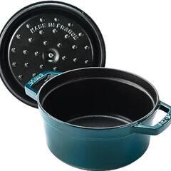 【新品未使用】STAUB ラウンド鍋 20cm ラ・メール(真鍮ノブ)の画像