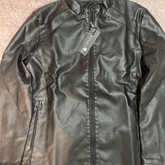 [未使用]革メンズジャケット　黒　XXLの画像