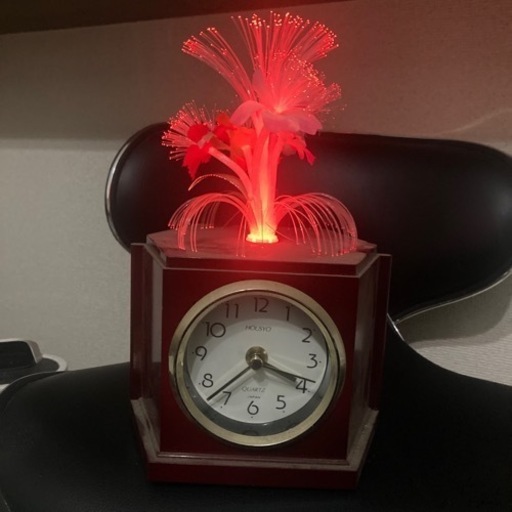 実働品 美品 骨董品　昭和レトロ ファイバーライト 置き時計 クォーツ アンティーク ビンテージ ヴィンテージ 希少品 マニア 回転式 JAPAN rainbow