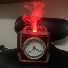 実働品 美品 骨董品　昭和レトロ ファイバーライト 置き時計 ク...