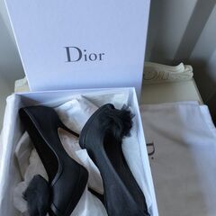 ディオール Christian Dior フラットシューズ レザー パンプス ブラック リボン 37 DIOR BAGATELLE S900 23.5～24.0 便利 使いやすい かっこいい かわいい スリム オシャレ お手頃 お得 格安 激安 破格 特価 特売 セール の画像