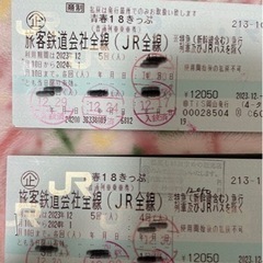 青春18きっぷ　2回分　2024年1月10日まで