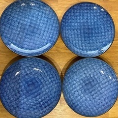 哲三郎窯　中皿　昭和レトロ　ブルー
